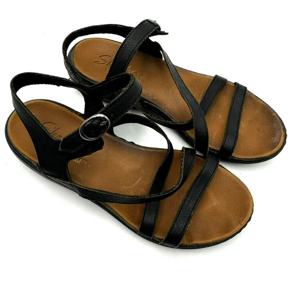 SKECHERS | Women's 8 Black Strappy Ankle Buckle Dressy Go Luxe Foam Sandals‎ - Picture 4 of 8